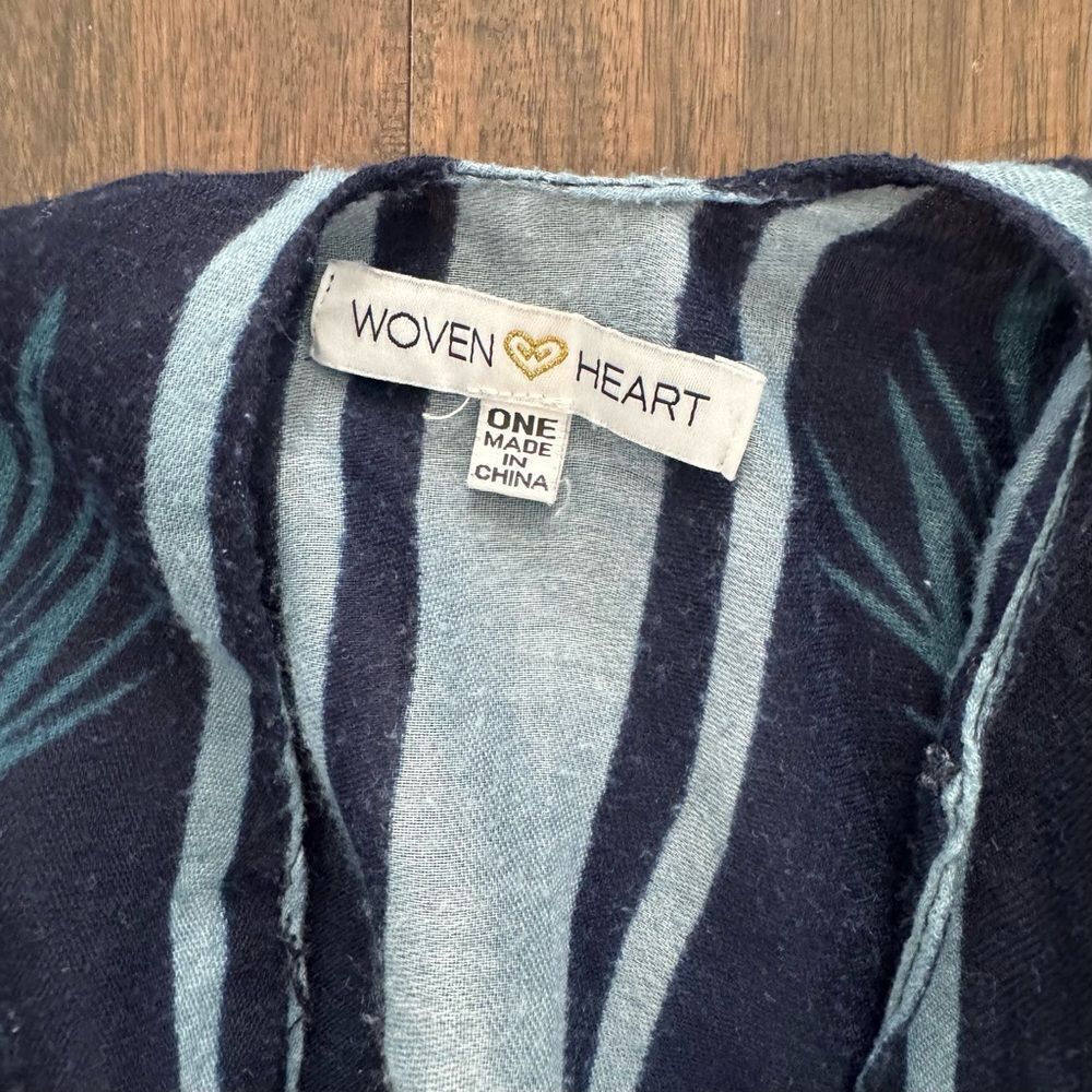 Woven Heart Blue Floral Open Cover Up One Size - Picture 2 of 3